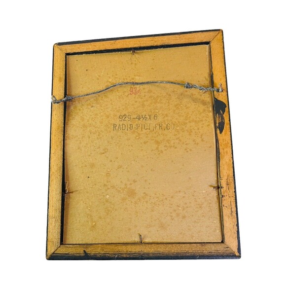 Vintage Chinese Art Print Black Gold Wooden Framed 7” X 5.5” - Picture 4 of 10